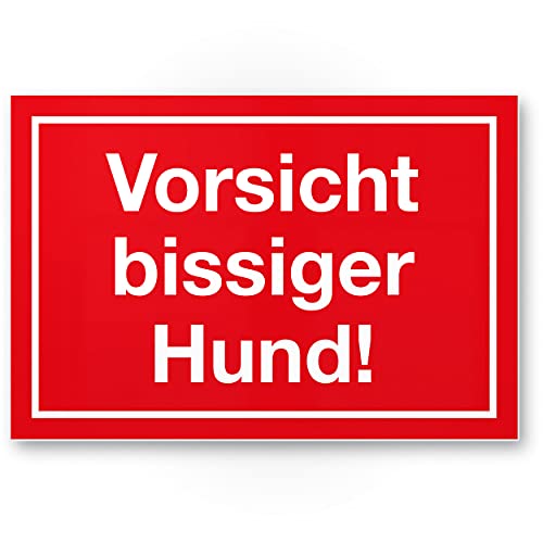 Komma Security Vorsicht bissiger Hund - Hunde Kunststoff Schild Hinweisschild Gartentor Gartenzaun - Türschild Haustüre Warnschild Abschreckung Einbruchschutz - Achtung Vorsicht Hund Cover