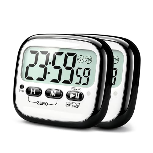 AyayaBoss 2-Pack Magnetic Kitchen Timers for Cooking, Digital Stop Watch Countdown Timer for Kids, Teachers, Classroom, Office, Exercise - Battery Included