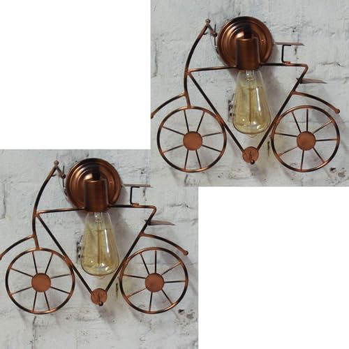 Image of GreyWings Vintage Cycle Shaped Wall Light for Home Decor, Antique Wall Lamp, Decorative Industrial Style, (Bulb Not Included) Small Pack of 2