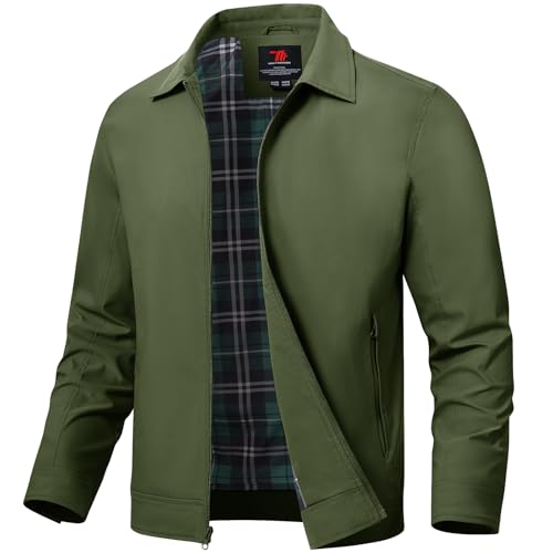 Image of TBMPOY Mens Lightweight Jackets Light Windbreaker Full Zip Casual Work Jacket Golf Business Fall Track Coat with Pockets