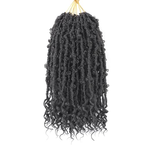 Short Butterfly Locs Goddess Locs Crochet Hair With Curly Ends Distressed Faux Locs Synthetic Soft Locs Crochet Hair For Black Women Hair Extensions (14 Inch, 6packs,1B)