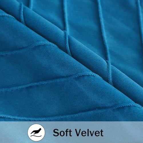 Image of Velvet Throw Pillow Covers 24x24 Pack of 2 Gold Decor Lake Blue