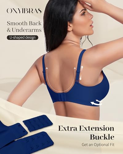 Image of Smooth V Jelly Bras for Women No Underwire Seamless Plunge Bralettes T Shirt Sleep Everyday Bra with Bra Extender