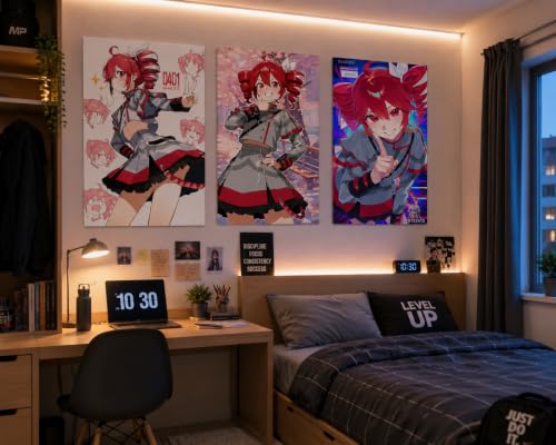 Image of Teto & Miku Anime Poster Set of 2 - Vocaloid Inspired Wall Art for Bedroom, Gaming Room & Japanese Anime Decor (Kasane Teto Poster Set of 3 A3)