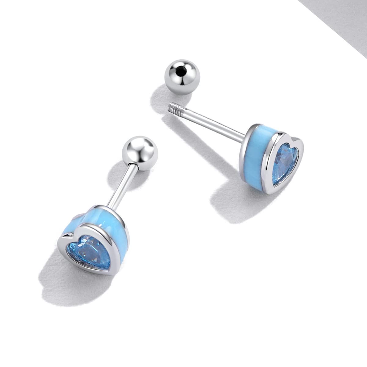 WZGWDC 925 Sterling Silber Liebe Ohrringe für Frauen Herzförmige Ohrstecker Zwei Farben Schmuck Hochzeitsgeschenk