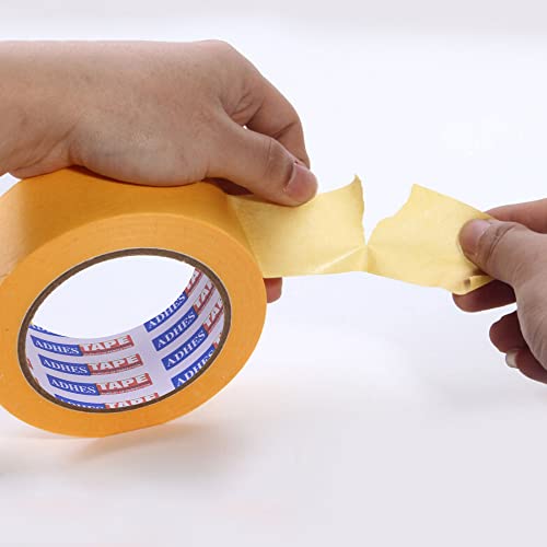 Adhes Automotive Refinish Masking Tape, Car Vehicles Auto Body Paint Tape For Curve, No Residue High Temperature Resistance Automotive Painters Tape Bulk Set, 1.4 Inch X 60 Yds X 6 Rolls, Yellow #TOP6