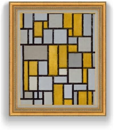 円 着後レビューで ピート モンドリアン Composition With Grid 1 F15 油絵直筆仕上げ 800 678mm 額縁 絵画 アート インテリア 壁掛け複製画