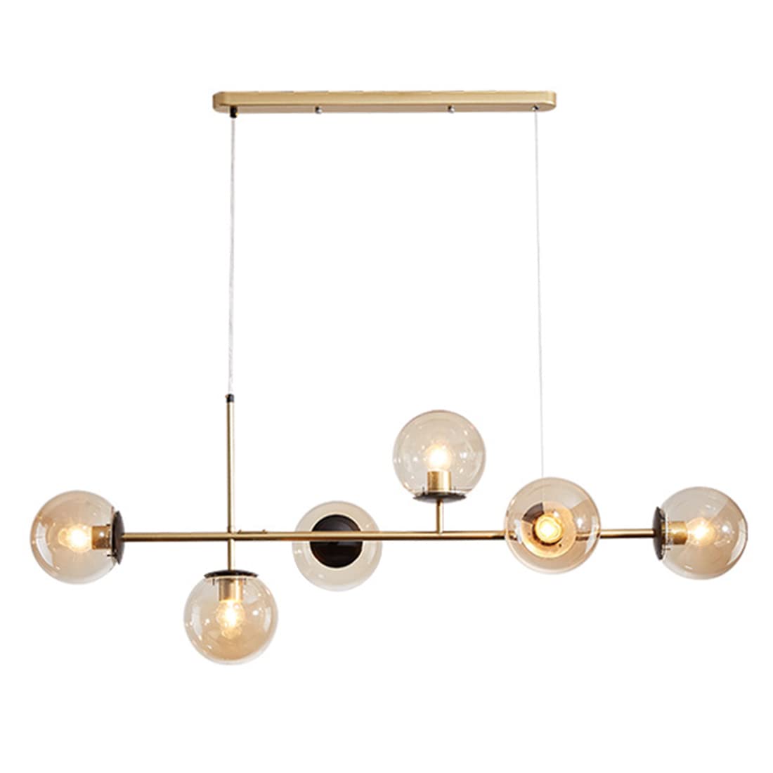 HYJAUSXB Modern Chandelier 6 Light, Elegant 6-Light Glass Globe - Mid Century Industrial Pendant Light for Living Room or Farmhouse Décor