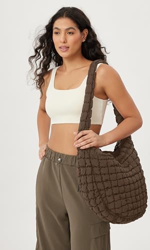 Image of ODODOS Quilted Carryall Tote Bag for Women Crossbody Hobo Lightweight Padding Shoulder Bag