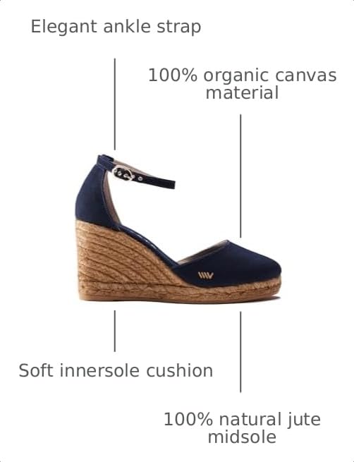 Image of Viscata Estartit Espadrille Canvas Wedges Spain Handmade 3 inch Heel Women's Sandals with Breathable Organic Cotton Canvas and 100% Natural Jute Midsole for all Occasions: Casual, Work, Party