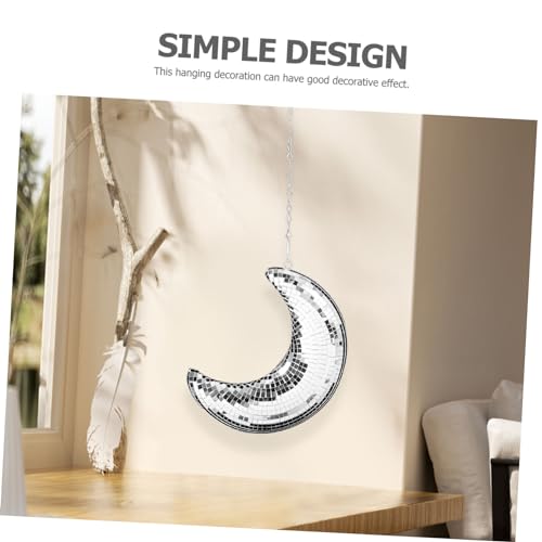 Bola espejada en forma de luna para colgar, decoración disco y retro para fiestas, bodas y hogar, estilo versátil miniatura 6
