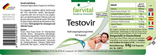Fairvital | Testovir - Testosteron Booster - met Muira Puama, Chrysine & bioperine - HOOG GEDOSEERD - VEGAN - 120 capsules - Afbeelding 3