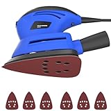 Electric Detail Mouse Sander, 130W Palm Sander with Dust Collector, 6Pcs Sandpapers, 2M Power, 12000RPM Orbital Palm Detail Sanders, Wood Hand Sanders, Sanding Machine, for Home Decoration&Furniture