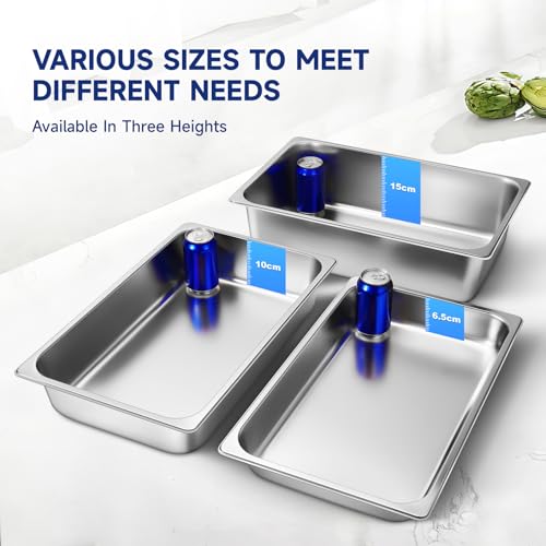 Full Size Hotel Pan With Lids 2-1/2 Inch Deep Stainless Steel Chafing Dishes for Buffet, Steam Table Pan, Metal Commercial Food Pans for Food Prep/Serving (6 Pack, Full Size 1/1 x 2-1/2" Deep) by ChieFinch - Image 4