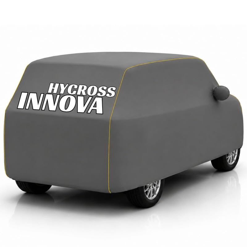 Image of Back-Boo Heavy Waterproof Innova Hycross Car Cover | Polyester Car Body Covers for Rain & Sun | UV Protection, Dustproof, Scratch Resistant, Windproof, Heat Resistant, Custom Fit - (Grey)