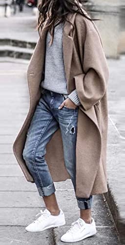 CHARTOU Women's Oversized Notched Collar Wool Blend Single Breast Midi Long Trench Coat2