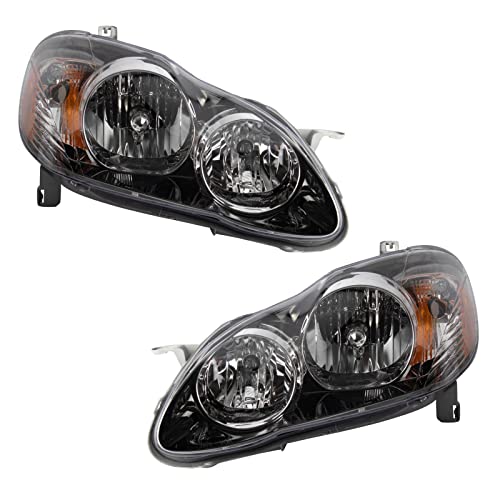 Image of TRQ Headlight Assembly Set TO2502154 TO2503154 Compatible with 2004-2008 Toyota Corolla