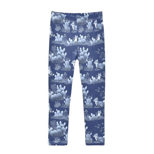 ALAZA Girls' Leggings Children's Yoga Pants Skinny Printed Dance Fox Cactus Comfortable 4T
