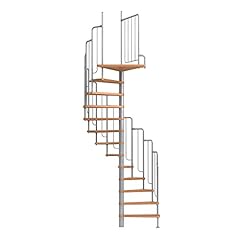 DOLLE Spindeltreppe Barcelona Höhe 229-291 cm Stufen Buche Unterkonstruktion grau Durchmesser 138 cm