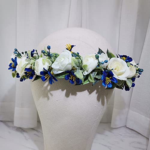 Dreamlily Rustic Hippie Rose Crown Wreath Wedding Festival Floral Headpiece Flower Girl Headband Dfs24 (Royal Blue) #TOP1