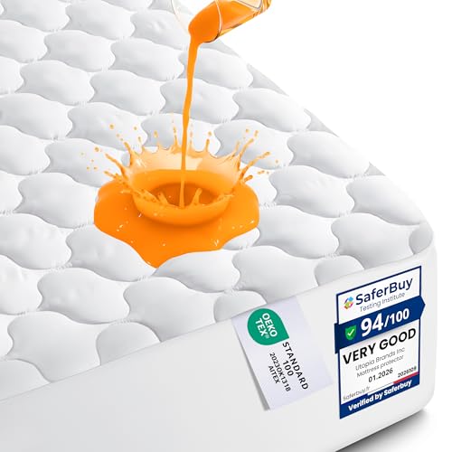 Utopia Bedding Waterproof Mattress Protector (Superking Bed 180 x 200 x 38 cm) Soft Breathable Quilted Pad Noiseless Fitted Mattress Cover with Deep Pockets White