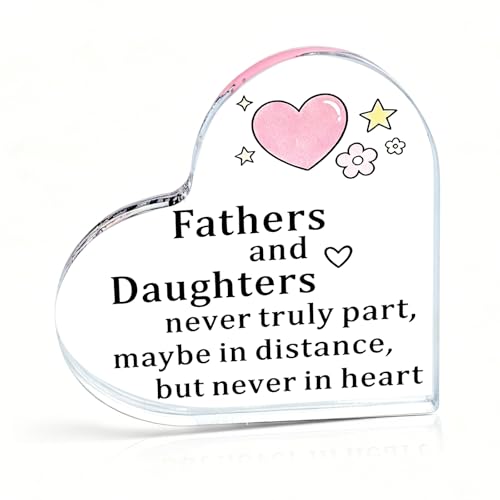 Image of Mitibet Father Day Gifts from Daughter, Acrylic Plaque Dad Birthday Gifts, Personalised Daddy Present, Sentimental Heart Keepsake for Father, World Best Dad Decoration, 1 Piece Heart Plaque