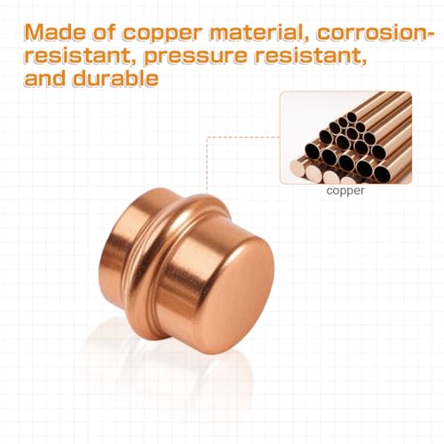 2 Stück Pressfitting Kupfer Stopfen, 22 mm Pressfitting Kappe, Press-Kappe für Trinkwasser & Heizungsanlagen, zum Verpressen V Kontur, Endkappe für Sanitär(Größe: V 22)