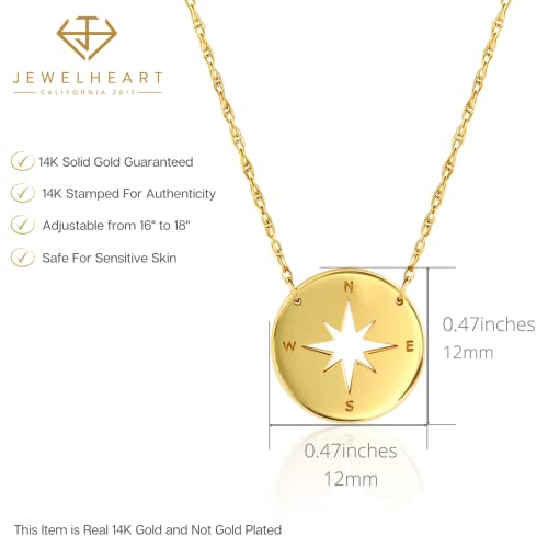 JEWELHEART 14K Real Gold Pendant Necklace,Thin Gold Chain, Solid Gold Necklace For Women, Good Luck Elephant Necklace, Gold Butterfly Necklace, Compass Necklace3
