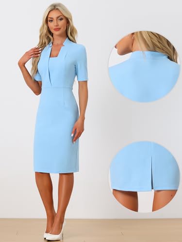 Image of Allegra K Work Dresses for Women's Short Sleeve Business Office Pencil Dress