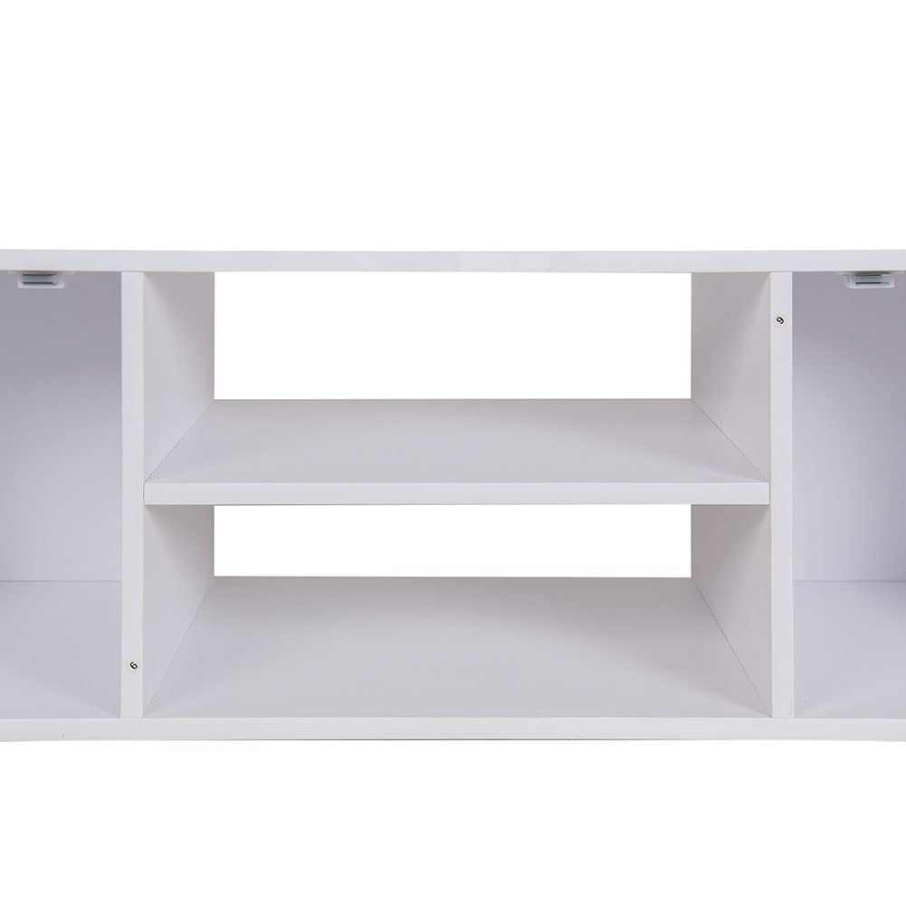 BAKAJI Mobile Mobiletto TV in Legno MDF Credenza con Base Televisione 2 Scomparti Aperti Porta Console Videogiochi DVD e 2 Ante Dimensione 110 x 35 x 36 cm Colore Bianco Design Moderno