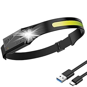 LED Head Torch Rechargeable, LED Headlamp Running Head Torch Headlight with Motion Sensor Water-Resistant Lightweight…