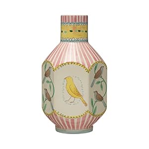 Creative Co-Op Ceramic Painted Bird Designs, Multicolor Vase, Multi