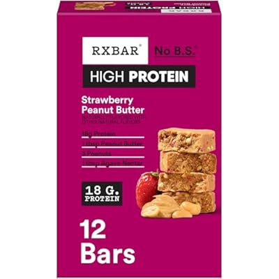 RXBAR High Protein Bars, Gluten Free, Protein Snacks, Strawberry Peanut Butter, 25.3oz Box (12 Bars)