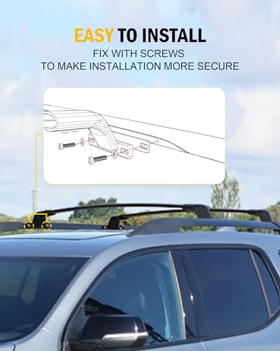 Image of 220lbs Cross Bar Roof Rack Fit for GMC Acadia 2017-2023 Cargo Carrier Crossbar Rooftop Accessories (with Side Roof Rails)
