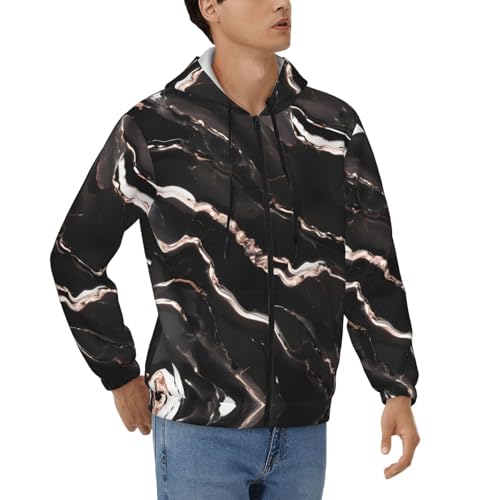 Sweat à capuche homme marbre noir décontracté pour vos sorties urbaines