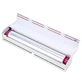 Cortador amaoma pantalla, pantalla dispensador de film para dispensador Box, protectores dispensador aluminio pantalla Film Accesorio de cocina Caja, – Fácil de usar, cortes y envolver (Color Blanco)