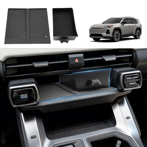 Coleya (2Pack) 2026 RAV4 Center Console Organizer &Wireless Pad, for Toyota RAV4 (LE/SE/XLE Premium/Woodland/XSE/Limited/GR Sport), Durable &Anti-slip Console Tray Insert 2026 RAV4 Accessories