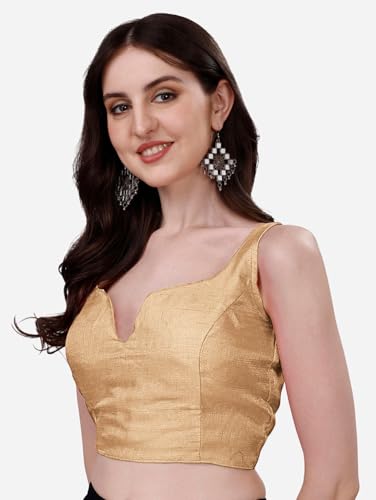 Image of Pujia Mills Women's Heavy Phantom Silk Bollywood Style Sleeveless Trendy Blouse(Veda)