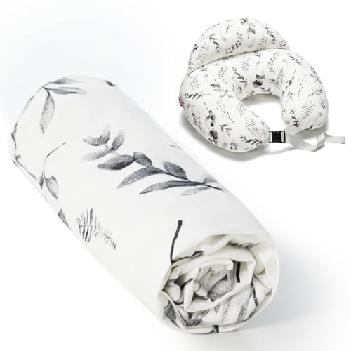 Image of Momcozy Original Plus Size Nursing Pillow Cover, Fits All Breastfeeding Pillows, 100% Cotton Cover with Adjustable Waist Strap, Ink Wash Painting, Cover Only