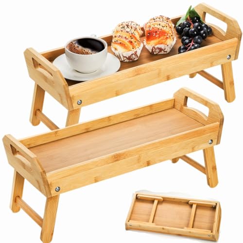 AVLA Paquete de 2 platos de bambú para servir, tabla de servir en soporte, bandeja elevada para aperitivos para fiestas, organizador decorativo de mesa de postre, tablas de charcutería de queso con
