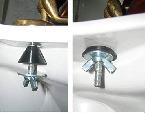 Toilet seat hinge repair fittings/fixings kit with plasti base plate washers. For chrome & Brass hinges on wooden, resin, plastic, mahogany, oak, white, novelty, seats. Fittings are M6 (6mm).