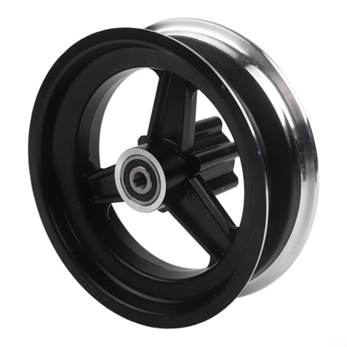 Image of Rackumic 10-Inch Scooter Front Hub Wheel for 90/65-6.5 and 100/65-6.5 Tires featuring 6-Hole Disc Brake and Aluminum Alloy Build for Enhanced Stability on All Terrains in Silver Black