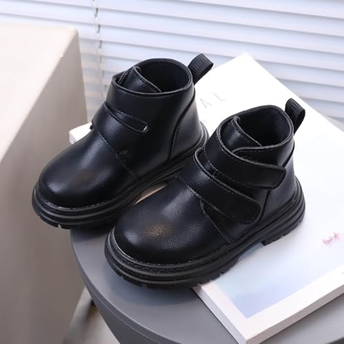 IWIHMIV Toddler Girls Ankle Boots Non Slip Leather Short Booties Fall Thick Heel Comfortable Walking Boot4