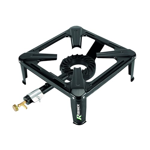 Ribimex - Hornillo de gas de 4 patas de acero, quemador de hierro fundido 8000 Watt