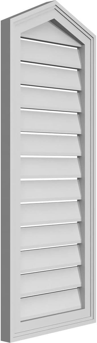 GVSPE16X4002SF-05 Peaked Top Brickmould Frame, Primed Tan Signature Series Surface Mount Gable Vents, 16-in. W x 40-in. H, Unfinished