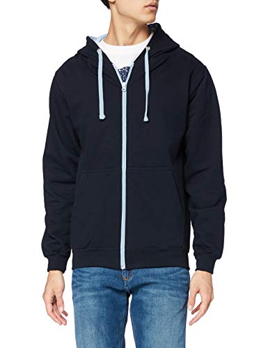 AWDis Men's Varsity Zoodie Hoodie, Multicoloured (New French Navy/Sky Blue), Large