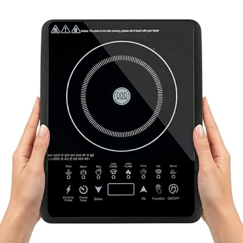 Image of Drumstone TopRated ๐๐๐๐ซ ๐๐๐ซ๐ซ๐๐ง๐ญ๐ฒ 2000W Induction Cooktop Portable Electric Stove for Home Kitchen Touch Panel Induction Chulha Fast Cooking Temperature Control Timer Black