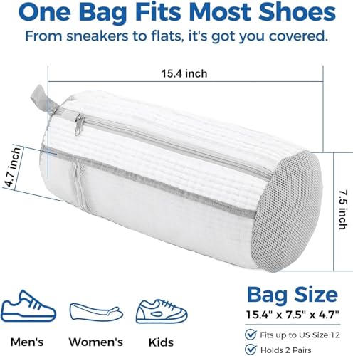 Sezau Shoe Washing Machine Bag 2 Pack with Insole Pocket, White — view 4