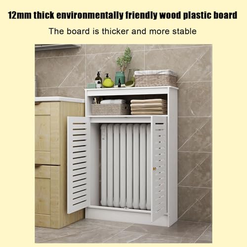 Cache-radiateur meuble bas blanc avec grille a persiennes