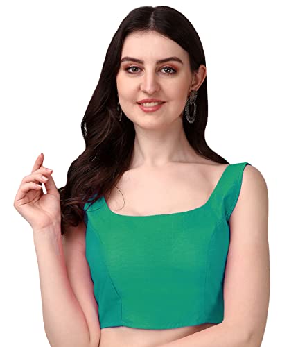 Image of Vihu Fashion Plain Sleeveless Pattern Readymade Blouse U Neck Choli